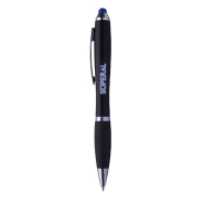 Stylo à bille stylet en plastique noir - Grip caoutchouc - LED lumineuse pour gravure - Encre bleue_8