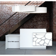 Banque d'accueil lumineuse Organic avec accès PMR - MDD - Blanc brillant, Gauche_9
