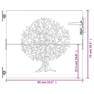 Vidaxl portail de jardin 85x75 cm acier corten conception d'arbre 153208_8