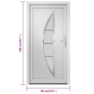 Vidaxl porte d'entrée blanc 88x200 cm pvc 3187867_8