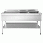 Plonge inox 2 bacs avec égouttoir avec étagère - P 600 mm - à droite_8