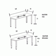Bureau individuel avec retour So Vicar réglable en hauteur_8