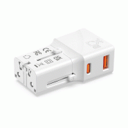 ROLINE Chargeur de voyage USB avec prise UK/US/Euro, 2 ports, 1x QC3.0 A + 1x C (PD), 25W_8