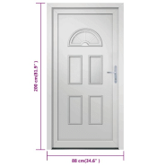 Vidaxl porte d'entrée blanc 88x200 cm pvc 3187917_8