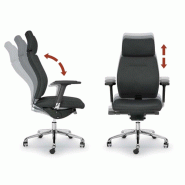 Fauteuil de Direction cuir Creta - Mobel Linea - cuir noir_8