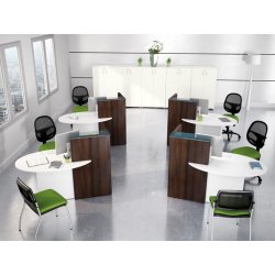 Banque d'accueil compacte et fonctionnelle - OVO pour petit espace avec plateau en verre