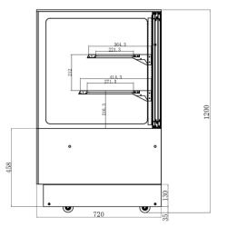 Vitrine réfrigérée de présentation avec service-arrière (l150 x p73 cm) avec éclairage led et 2 étagères