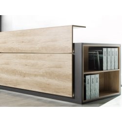 Banque d'accueil droite classique en bois - AVANT, design adaptable à tout environnement