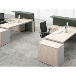 Banque d'accueil droite fonctionnelle et modulaire en bois - SHELTER - Design contemporain et personnalisable