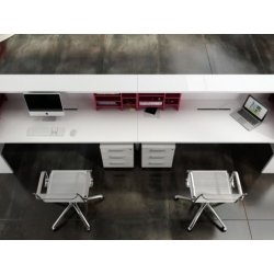 Banque d'accueil lumineuse droite SALVE - Design contemporain avec éclairage LED et finition bois laqué