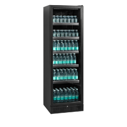 Vitrine réfrigérée noire - SCU1425H - finition élégante, porte vitrée réversible, froid ventilé, LED