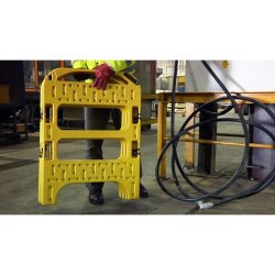Barrière de chantier rigides pliables 4 pans - panneaux enclenchés 750 mm x 1000 mm - haute visibilité