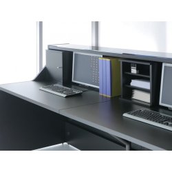 Banque d'accueil LINEA - Verre et lumière moderne, style minimaliste et modulaire