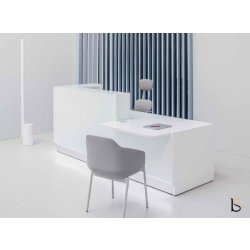 Banque d'accueil lumineuse droite série Linea avec accès PMR - MDD - Blanc