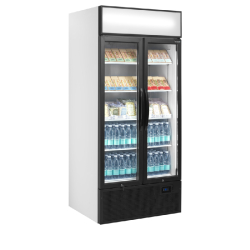 Vitrine réfrigérée FSC - 2 ou 3 portes avec caisson lumineux - Finition blanc ou noir - Réf : FSC891H