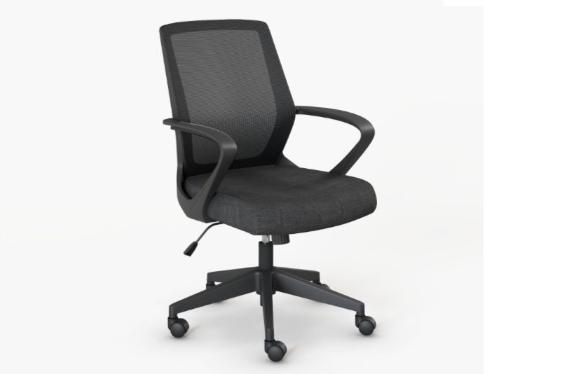 Chaise visiteur fauteuil de bureau sans roulette en tissu marron