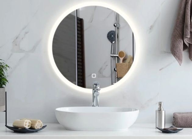 Miroir coin arrondi de Salle de bain coin arrondi LED miroir avec éclairage  120*70cm