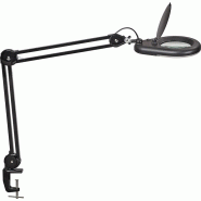 Éclairage à loupe LED - lentille en verre 127 mm (5 po.) - pince de table noire - tête ronde avec cache Éclairage à loupe LED - lentille en verre 127 mm (5 po.) - pince de table noire - tête ronde avec cache