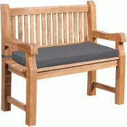 Décoshop26 - Banc de jardin dossier à lattes droites 120 cm en bois de teck avec accoudoirs et coussin d'assise gris foncé 10_0007969 - gris Bois m Décoshop26 - Banc de jardin dossier à lattes droites 120 cm en bois de teck avec accoudoirs et coussin d'assise gris foncé 10_0007969 - gris Bois m