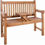 Décoshop26 - Banc de jardin avec accoudoirs dossier à lattes verticales 150 cm en bois de teck avec table rabattable centrale – 2 10_0007931 - Boi Décoshop26 - Banc de jardin avec accoudoirs dossier à lattes verticales 150 cm en bois de teck avec table rabattable centrale – 2 10_0007931 - Boi