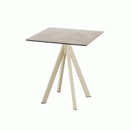 Infinity table de bistrot avec piètement sable + plateau HPL Moonstone 70x70 cm Infinity table de bistrot avec piètement sable + plateau HPL Moonstone 70x70 cm