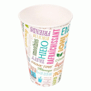 Gobelet boissons froides Parole en carton 48cl Ø9 x H 12,6cm - par 1000 Gobelet boissons froides Parole en carton 48cl Ø9 x H 12,6cm - par 1000