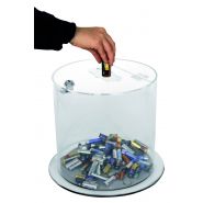 Collecteur de piles 12L - PMMA recyclable - diamètre 25cm et verrouillable Collecteur de piles 12L - PMMA recyclable - diamètre 25cm et verrouillable