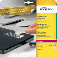 AVERY 960 étiquettes de sécurité polyester Laser, 45,7 x 21,2 mm (20 feuilles A4 / cdt) - blanc polyester 4004182144350 AVERY 960 étiquettes de sécurité polyester Laser, 45,7 x 21,2 mm (20 feuilles A4 / cdt) - blanc polyester 4004182144350