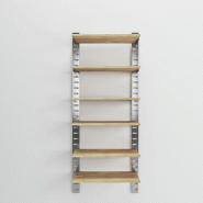 Élément de départ Zetawall chrome 5 tablettes chêne clair L90xH240cm Élément de départ Zetawall chrome 5 tablettes chêne clair L90xH240cm
