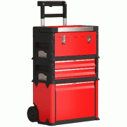 Servante d'atelier modulaire empilable 52 x 32 x 72 cm organisation 3 niveaux grandes roues industriel en acier rouge 21_0006986 - rouge acier 3000276 Servante d'atelier modulaire empilable 52 x 32 x 72 cm organisation 3 niveaux grandes roues industriel en acier rouge 21_0006986 - rouge acier 3000276